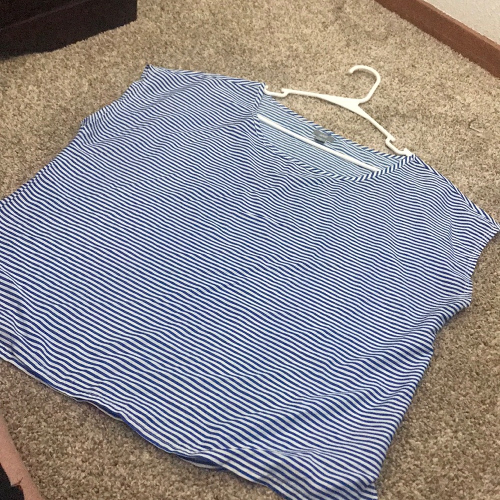 Blue and white striped aerie tee